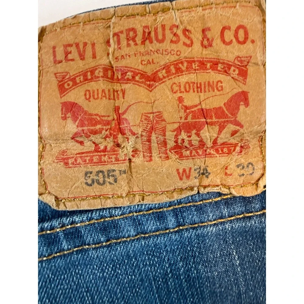 Levis 505 Regular Fit Mens Jeans Blue WaterLess Denim W34 L30 00505-1064